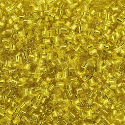 ガラス竹ビーズ  銀並ぶ  きいろ  1.8~2.2x1.8~2mm  穴：0.8~0.9mm  約15000個/ポンド&nbsp;SEED-S032-08A-30