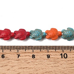 合成ターコイズビーズ連売り  カメ  染め  ミックスカラー  10~11x8~9x5mm  穴：1.5mm  約37個/連  14.96''（38センチメートル）&nbsp;G-E456-35D-8x10mm-04