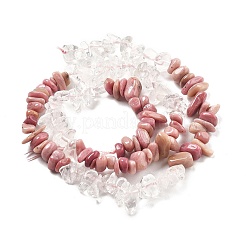 天然水晶とロードナイトのビーズ連売り  チップ  4~17x4~10x1~8mm  穴：0.8~1mm  約116~131個/連  15.35''~16.14''（39~41センチメートル）&nbsp;G-L610-A22-01