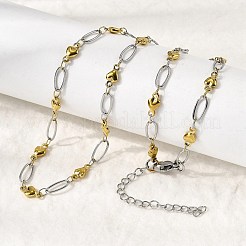 304 Stainless Steel Heart Link Chain Necklaces for Women&nbsp;NJEW-A046-02B-GP