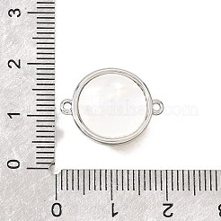 Natural Tiger Eye & Natural Shell Brass Flat Round Links Connector Charms&nbsp;KK-N289-16P-01