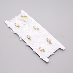 レース トリム カラフルなちょう結び模様 diy 刺繍トリム リボン  模造パールと  クラフトデコレーション縫製用  カラフル  45x6mm&nbsp;DIY-WH0182-14