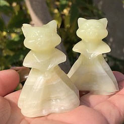 Natural Afghan Jade Carved Cat Figurines&nbsp;PW-WG9BFEC-01
