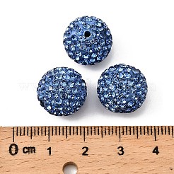 パヴェボールディスコビーズ  樹脂粘土ラインストーンビーズ  グレードA  ライトサファイア  pp15（2.1~2.2mm）  14mm  穴：1.8mm&nbsp;RB-Q195-14mm-2