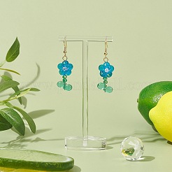 Lampwork Flower & Glass Flower of Life Dangle Earrings&nbsp;EJEW-TA00144