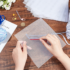 プラスチックメッシュキャンバスシート  刺繍用  アクリル毛糸クラフト  ニットとかぎ針編みのプロジェクト  長方形  ホワイト  210x220x1.5mm&nbsp;AJEW-WH0413-62A