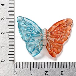 ツートンカラーの透明アクリルビーズ  蝶  ミックスカラー  28x37.5x8.5mm  穴：1mm&nbsp;OACR-E041-06