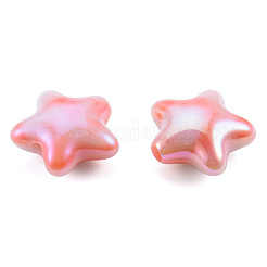 UVメッキレインボー虹色アクリルビーズ  スター  ミックスカラー  20x22x10.5mm  穴：3.2mm&nbsp;X-PACR-T016-02
