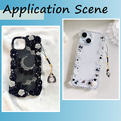 16Pcs 8 Colors Cat Shape Alloy Glass Mobile Straps&nbsp;HJEW-SC00123