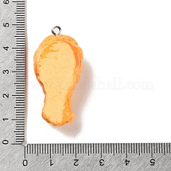 模造食品樹脂ペンダント  プラチナメッキ鉄ループ付き  ドラムスティック  40x19.5x15mm  穴：2mm&nbsp;LS-FIND-B035-04A
