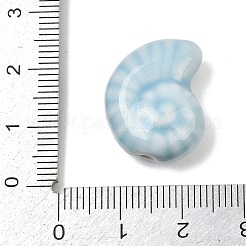 手作りの陶器ビーズ  巻き貝の形  光沢釉の磁器  空色  21x17.5x9mm  穴：2mm&nbsp;PORC-D026-02D-01
