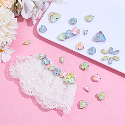 90Pcs 15 Styles Mocha Fluorescent(MI) Sew on Rhinestone&nbsp;GGLA-ME0001-01