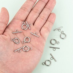 変色しにくい304ステンレススチールのトグル留め具  ステンレス鋼色  リング：16.5x12x2mm  穴：3mm  バー：18x7x2mm  穴：3mm&nbsp;X-STAS-F114-04P-B