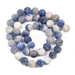 天然石ソーダライトビーズ連売り  グレードB  艶消し  ラウンド  8mm  穴：1mm  約48個/連  15.1インチ&nbsp;G-D691-8mm