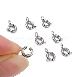変色しにくい304ステンレススチール製スプリングリング留め具  ステンレス鋼色  9x7.2x1.3mm  穴：2mm  内径：3.9mm&nbsp;STAS-R065-25