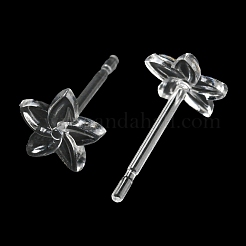 樹脂スタッドピアスパーツ  プルメリアの花のイヤリング女性用  透明  6x6.5mm  ピン：0.8mm&nbsp;X1-FIND-H046-14