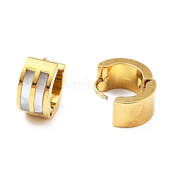 ナチュラル シェル レクタングル チャンキー フープ ピアス  女性用304ステンレスジュエリー  ゴールドカラー  7x13.5mm  ピン：1mm&nbsp;EJEW-G292-23G