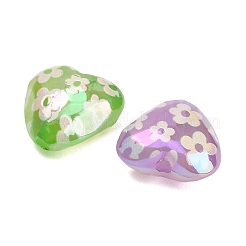 メッキ加工された透明アクリルビーズ  花柄とハート  ミックスカラー  18x20x10mm  穴：3mm&nbsp;AC-CBA49BC-05
