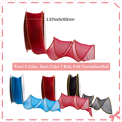 3 Rolls 3 Colors Polyester Organza Ribbon&nbsp;PAAG-CY0001-03B