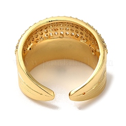Brass Micro Pave Cubic Zirconia Open Cuff Rings for Women&nbsp;RJEW-G325-01E-G