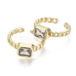 Brass Micro Pave Cubic Zirconia Cuff Rings&nbsp;RJEW-S044-119A-NF