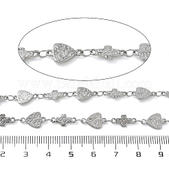 ハンマー仕上げの304ステンレス鋼製三角形＆クロスリンクチェーン  ハンダ付け  ステンレス鋼色  三角形：11.5x7x1mm  クロス：11.5x5.5x1mm&nbsp;SA-CBA21A8-01P-02