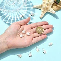 天然核バロックケシパールペンダント10個  真鍮製の金具が付いた星のチャーム  アザミ  ゴールドカラー  15.9mm  穴：3mm&nbsp;PALLOY-YW00106