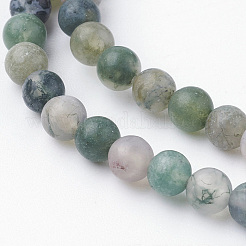 Natural Moss Agate Bead Strands&nbsp;G-G735-62F-4mm