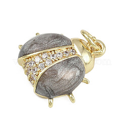 Brass Micro Pave Clear Cubic Zirconia Pendants&nbsp;KK-D409-15G