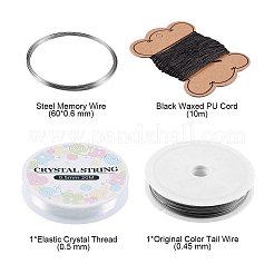 Diyジュエリーセットキット  金属のアクセサリーのパーツ  ワックスコットンコード  スチール製メモリーワイヤー  テールワイヤー  弾性水晶の線  炭素鋼の針ラジオペンチ  ステンレス製のビーズピンセット  ゴールドカラー&nbsp;DIY-YW0001-50A