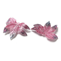 アクリルパーツ  葉  ショッキングピンク  26~28x36~38x3~4mm  穴：1~1.2mm&nbsp;SACR-C002-22
