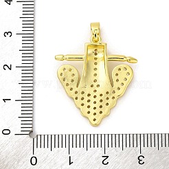 キュービックジルコニアの真鍮ペンダント  電気泳動色保存  ハートチャーム  ゴールドカラー  26.5x23.5x4mm  穴：2.5x4mm&nbsp;KK-D536-07G