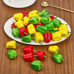 3袋 3色ミニフォームイミテーションベルペッパー  シミュレーション野菜  小道具の装飾を装ったドールハウスアクセサリー用  ミックスカラー  32x31x42mm  20個/袋  1袋/色&nbsp;AJEW-CA0003-76