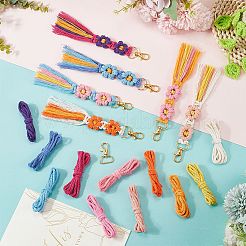DIY Handmade Woven Cotton Flower Keychain Making Kits&nbsp;DIY-SC0028-13C
