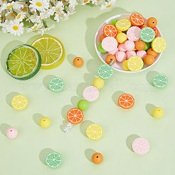 Lemon & Round Food Grade Eco-Friendly Silicone Focal Beads&nbsp;SIL-PA0001-54