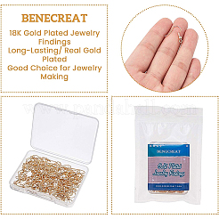 真鍮のピアスフック  耳ワイヤー  水平ループ付き  18KGP本金メッキ  18x18x3mm  穴：1.5mm  20ゲージ  ピン：0.8mm  100個/セット&nbsp;KK-BC0005-08G