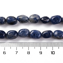 天然石ソーダライトビーズ連売り  ナゲット  タンブルストーン  7~12x6~8x5~7mm  穴：1mm  約43~44個/連  15.47~15.63''（39.3~39.7センチメートル）&nbsp;G-G146-A03-01