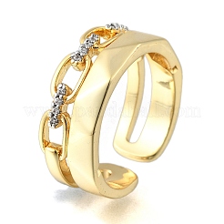 Brass Micro Pave Cubic Zirconia Cuff Rings&nbsp;RJEW-D313-13PG
