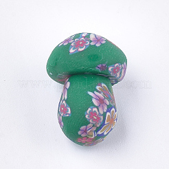 手作り樹脂粘土ビーズ  片穴ビーズ  花とキノコ  ミックスカラー  16.5~19.5x11~13x11~13mm  半分穴：0.7~1mm&nbsp;X-CLAY-T017-12