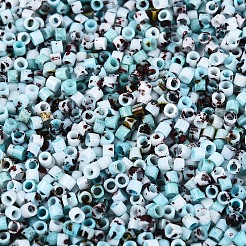 Spray Painted Picasso Cylinder Glass Seed Beads&nbsp;GLAA-T028-12A-07