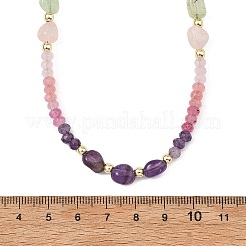 染色された天然マレーシアジェイドのファセットカットロンデルとミックスストーンナゲットのビーズネックレス（女性用）  ゴールドカラー  カラフル  20.35インチ（51.7cm）&nbsp;NJEW-JN06315