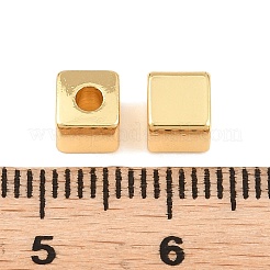 真鍮ビーズ  キューブ  ラックめっき  長持ちメッキ  カドミウムフリー＆鉛フリー  18KGP本金メッキ  5x5x5mm  穴：2mm&nbsp;KK-H292-45G-01