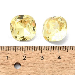 カット加工ガラスラインストーンカボション  後ろ向き  正方形  黄水仙  15x15x8mm&nbsp;GGLA-C032-02A