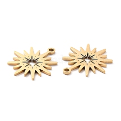イオンプレーティング（IP）316サージカルステンレスペンダント  手動研磨  花  ゴールドカラー  18x16x1mm  穴：1.2mm&nbsp;STAS-L265-20G