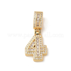 Brass Clear Cubic Zirconia European Dangle Charms&nbsp;KK-R003-01G-04