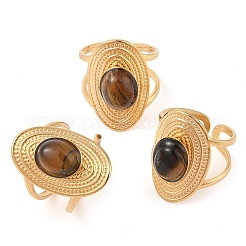 Oval Natural Mixed Stone Finger Rings&nbsp;RJEW-Z057-14G