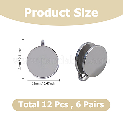 304ステンレススチールカフイヤリング12個  フラットラウンド  ステンレス鋼色  13x12mm&nbsp;EJEW-HS0001-28P