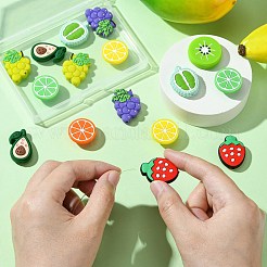 18個 9スタイル フルーツテーマ 食品グレードシリコンフォーカルビーズ  ミックスカラー  21.5~29.5x9.5~24x7~8mm  穴：2~3mm  2個/スタイル&nbsp;SIL-CJ0002-18