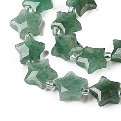 天然石グリーンアベンチュリンビーズ連売り  シードビーズで  多面カットスター  9~11x9~11x4~4.5mm  穴：1mm  約16個/連  0.7~7.28''（17.5~18.5センチメートル）  ビーズ：直径3mm  厚さ2mm  穴：0.7~0.9mm&nbsp;G-T138-181A