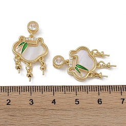 Brass & Shell & Clear Cubic Zirconia Pendants&nbsp;KK-G497-19G